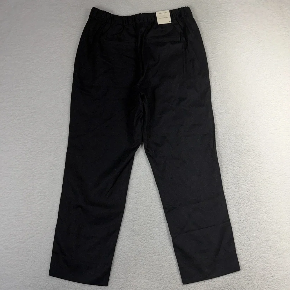 Banana Republic womens Black Tapered ankle High Rise Linen Pants Med (30x27) NWT